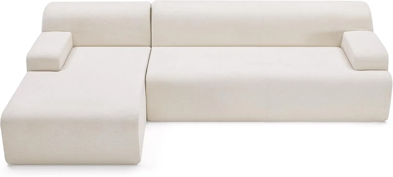 107" Modular Sectional Sofa, Sponge Sofa for Living Room, High Density Sponges Cloud Couch,Modular L-Shape Sofa Couch with Chaise, (Beige)