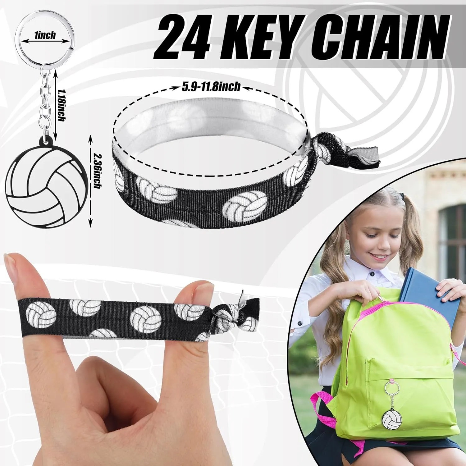 146 Pcs Volleyball Gifts for Teen Girls Bulk Volleyball Party Favors 24 Goodie Bags 24 Keychains 50 Stickers 24 Hair Ties 24 Sports Stress Ball for Players Team