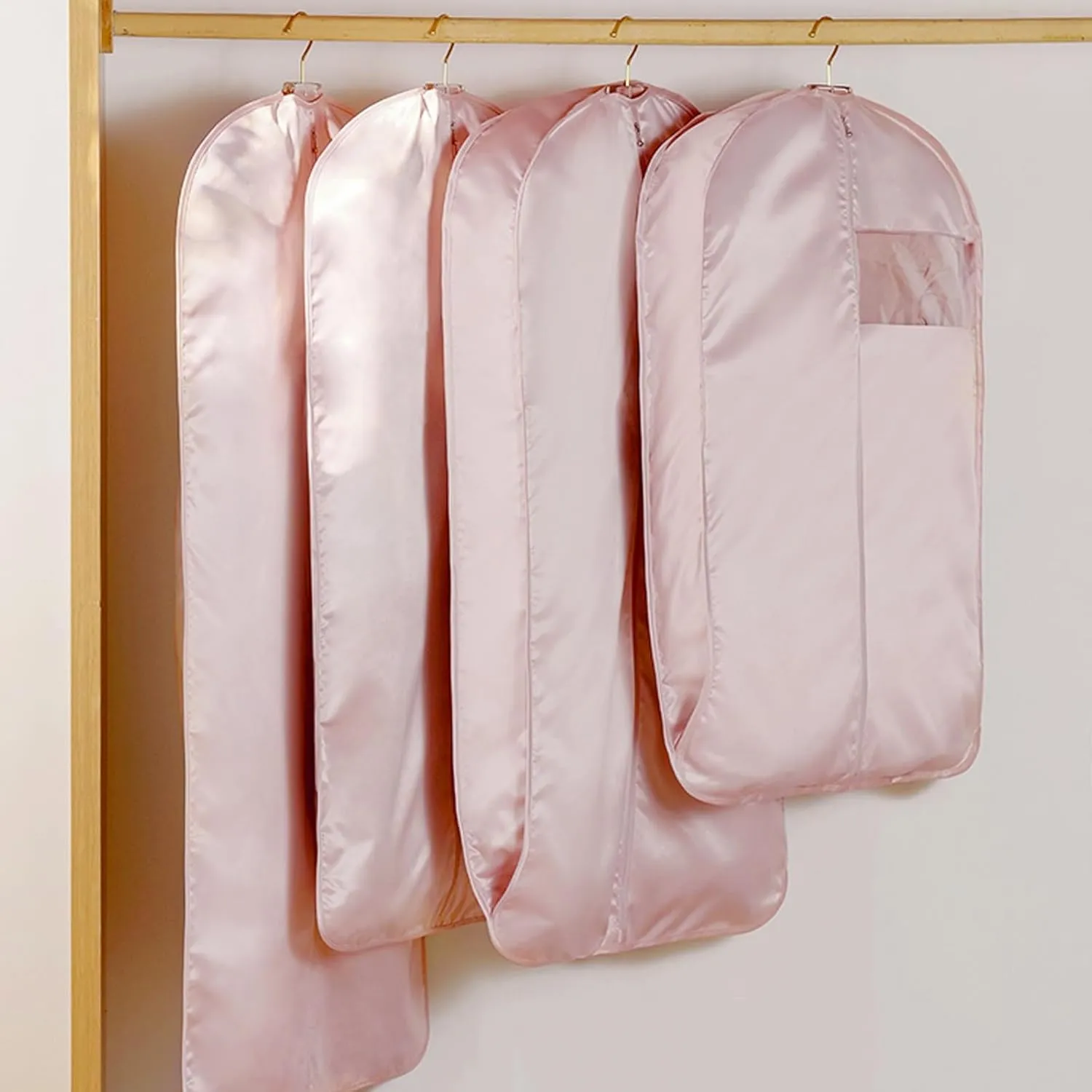 2 Pcs Clothes Storage Bags with Zipper, Satin Garment Bags, Dust-proof Clothing Cover, Hanging Clothes Bag Closet Storage Home(Yellow,58x9x110cm)