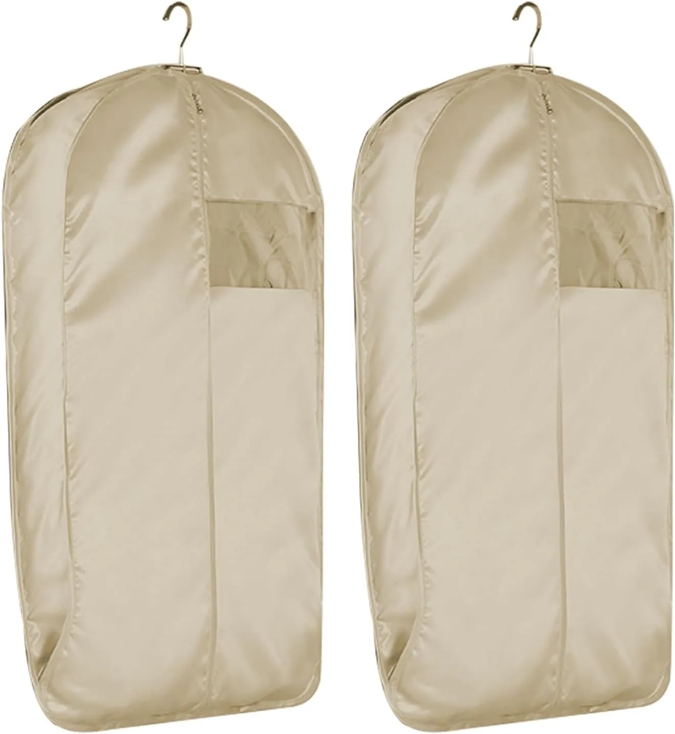 2 Pcs Clothes Storage Bags with Zipper, Satin Garment Bags, Dust-proof Clothing Cover, Hanging Clothes Bag Closet Storage Home(Yellow,58x9x110cm)