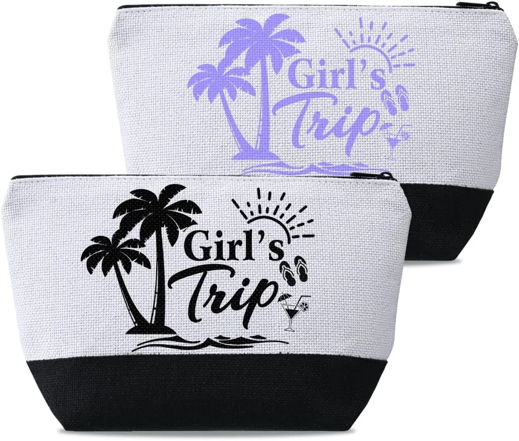 2 Pcs Girls Trip Gifts Favors Girls Trip Cosmetic Bags Toiletry Makeup Bag Friendship Gifts for Women Christmas Wedding Bachelorette
