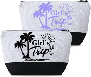 2 Pcs Girls Trip Gifts Favors Girls Trip Cosmetic Bags Toiletry Makeup Bag Friendship Gifts for Women Christmas Wedding Bachelorette