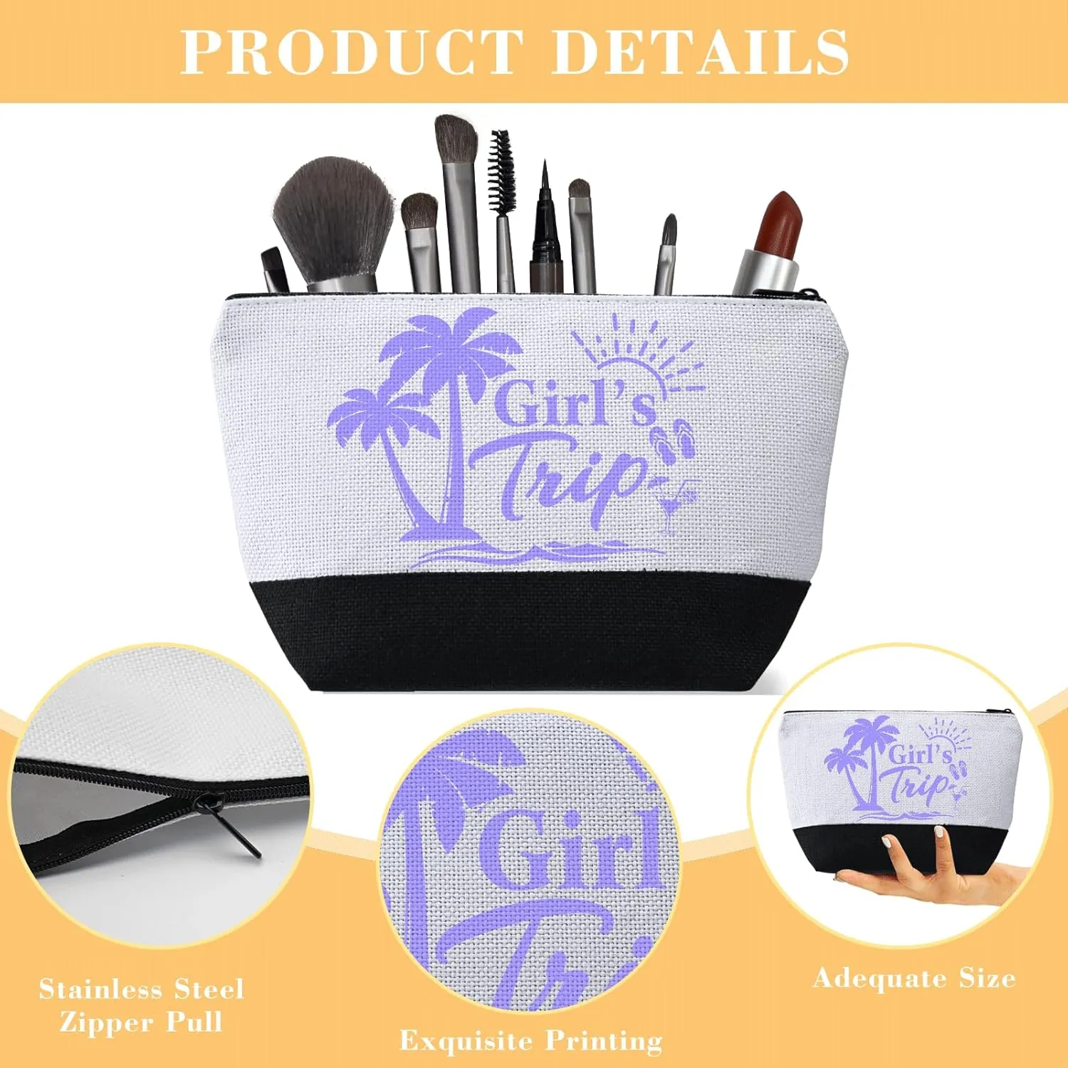 2 Pcs Girls Trip Gifts Favors Girls Trip Cosmetic Bags Toiletry Makeup Bag Friendship Gifts for Women Christmas Wedding Bachelorette