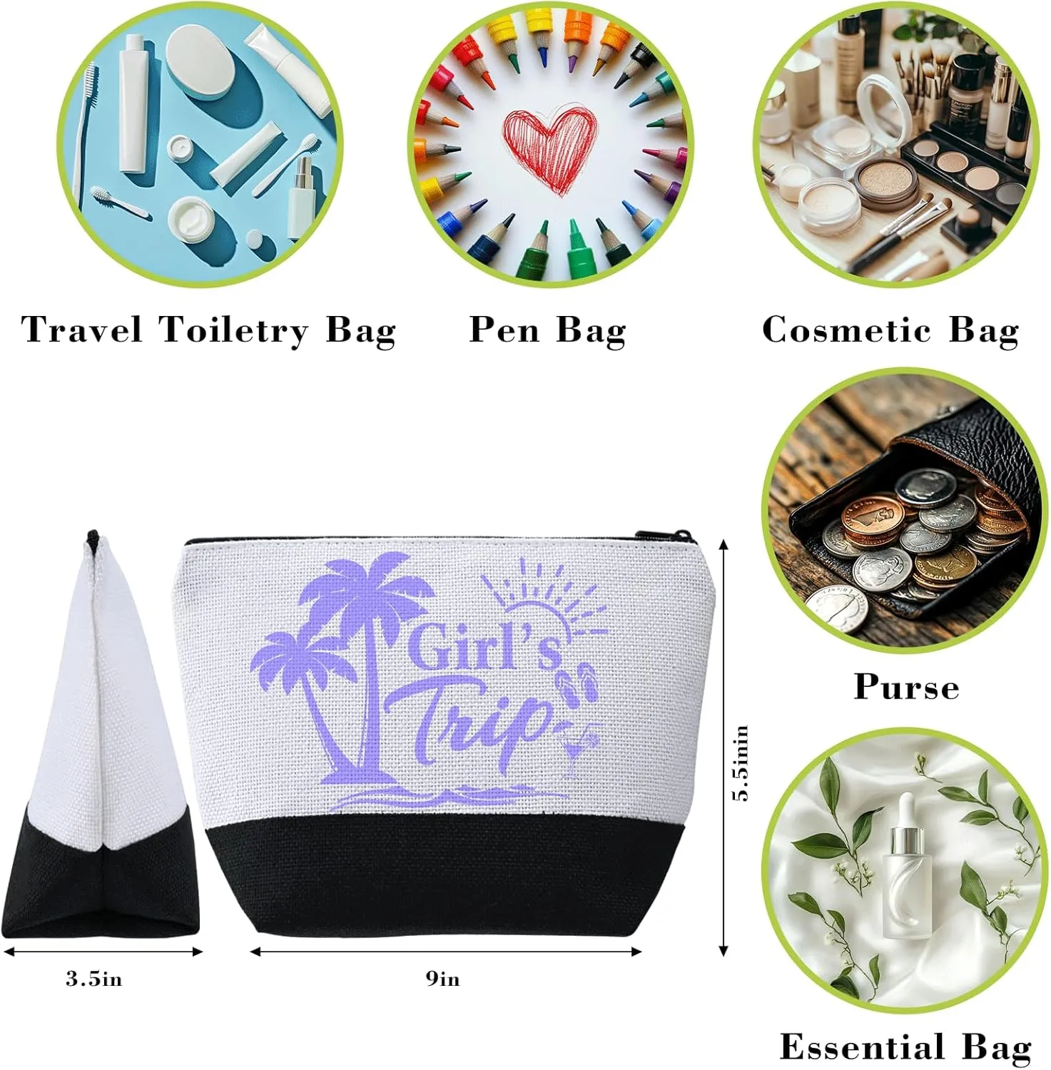 2 Pcs Girls Trip Gifts Favors Girls Trip Cosmetic Bags Toiletry Makeup Bag Friendship Gifts for Women Christmas Wedding Bachelorette