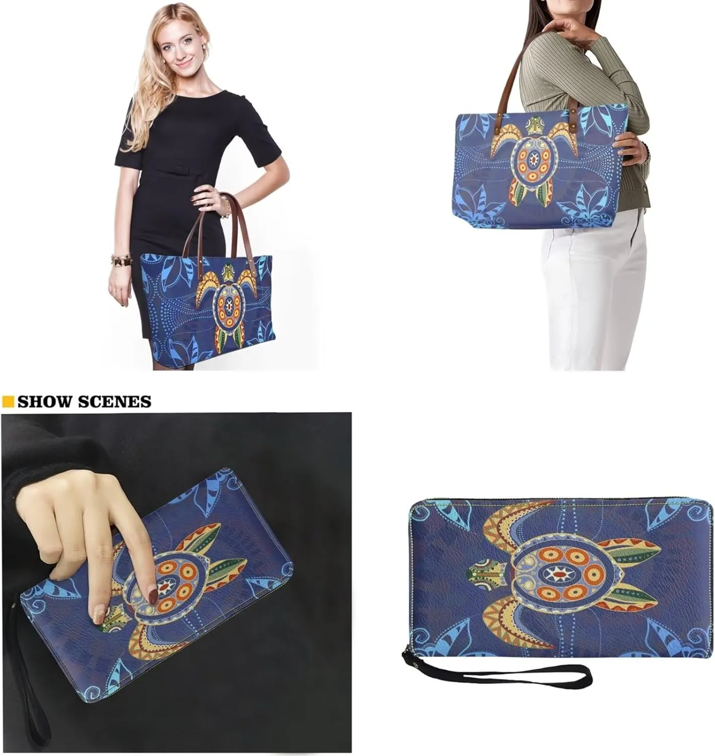 2 PCS Purse and Wallet Set for Women, Lightweight Large Top Handle Purse with PU Wallet for Work Party Shopping
