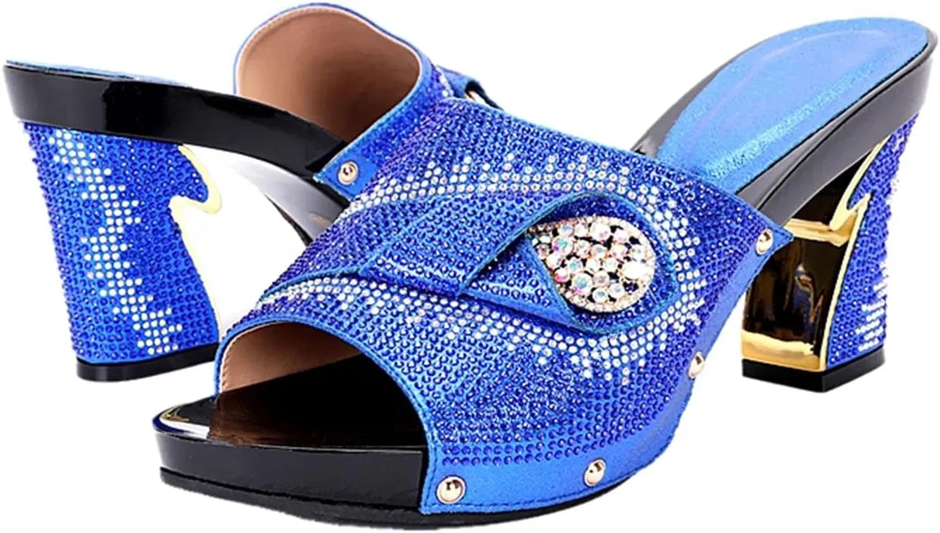 2025 Luxury Rhinestone High Heel Plus Size Slippers 38-43 Size Party Crystal Clutch Womens Dinner Shoe Bag Set
