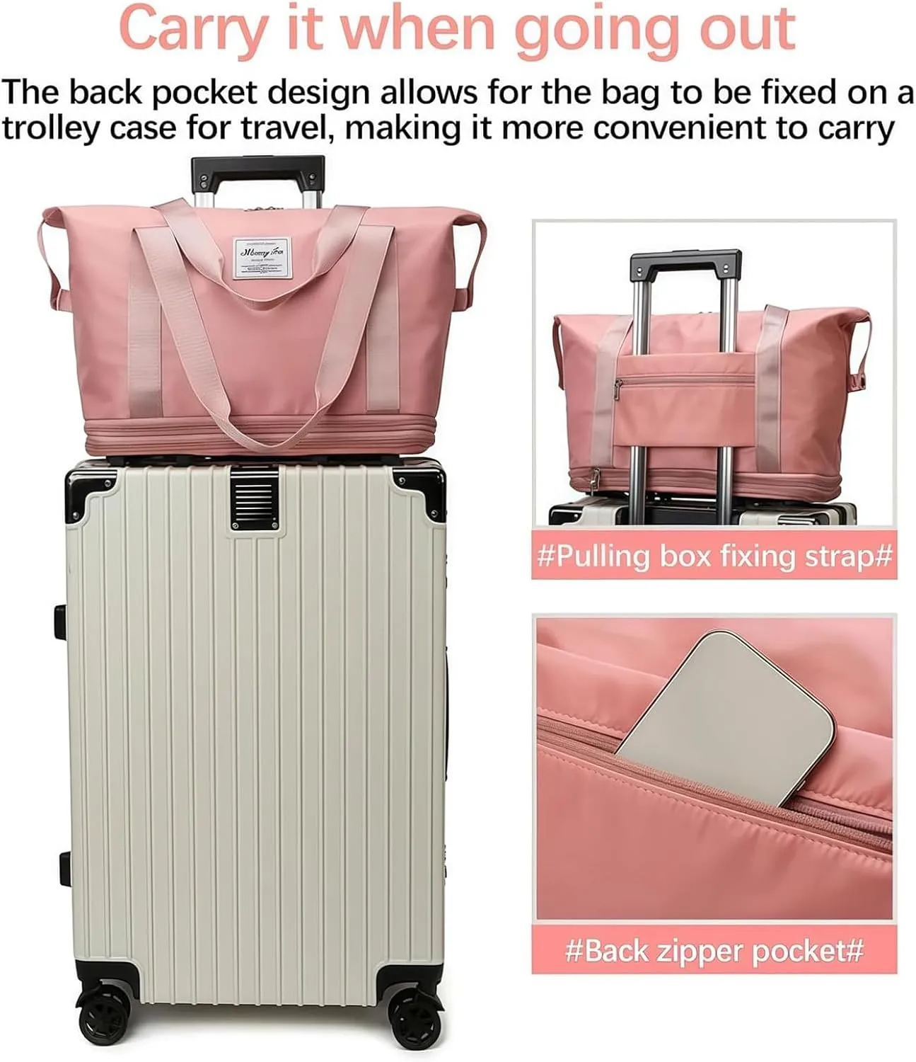 2025 New Pepepo Travel Bag with Wheels, Large Capacity Travel Bag - Universal Wheel Removable, Expandable Foldable Duffle Bag, Large Capacity Wide-Open, Dry and Wet Separation (Purple)