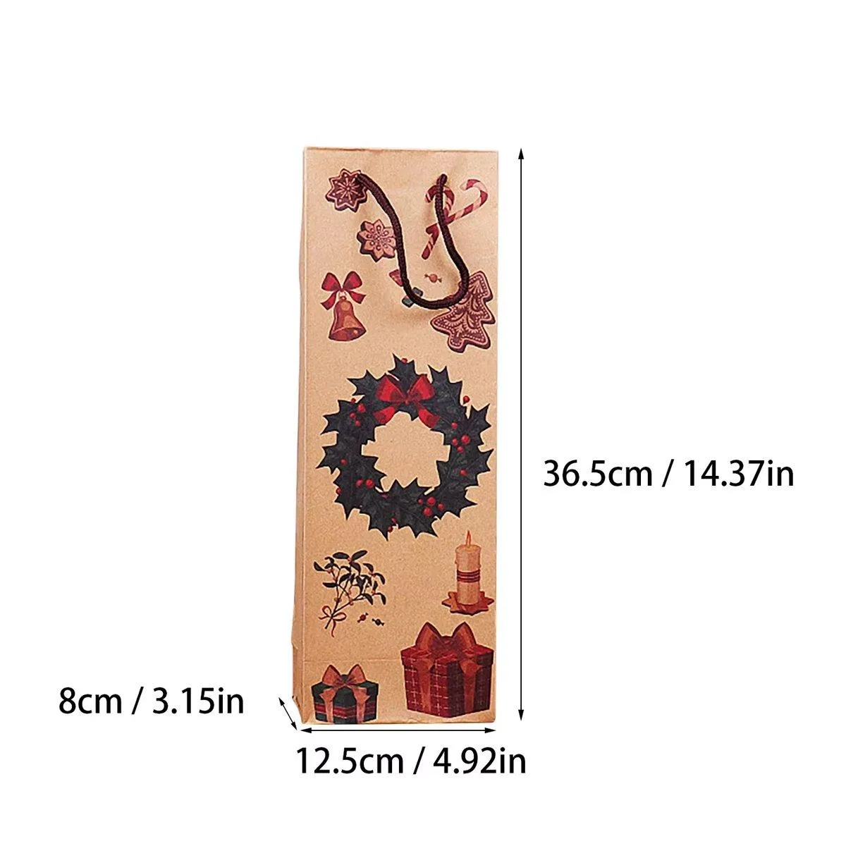 20PCS Christmas Red Wine Gift Kraft Paper Bottle Bags