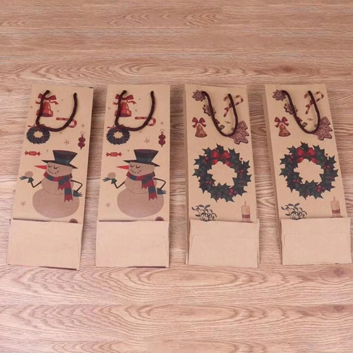 20PCS Christmas Red Wine Gift Kraft Paper Bottle Bags