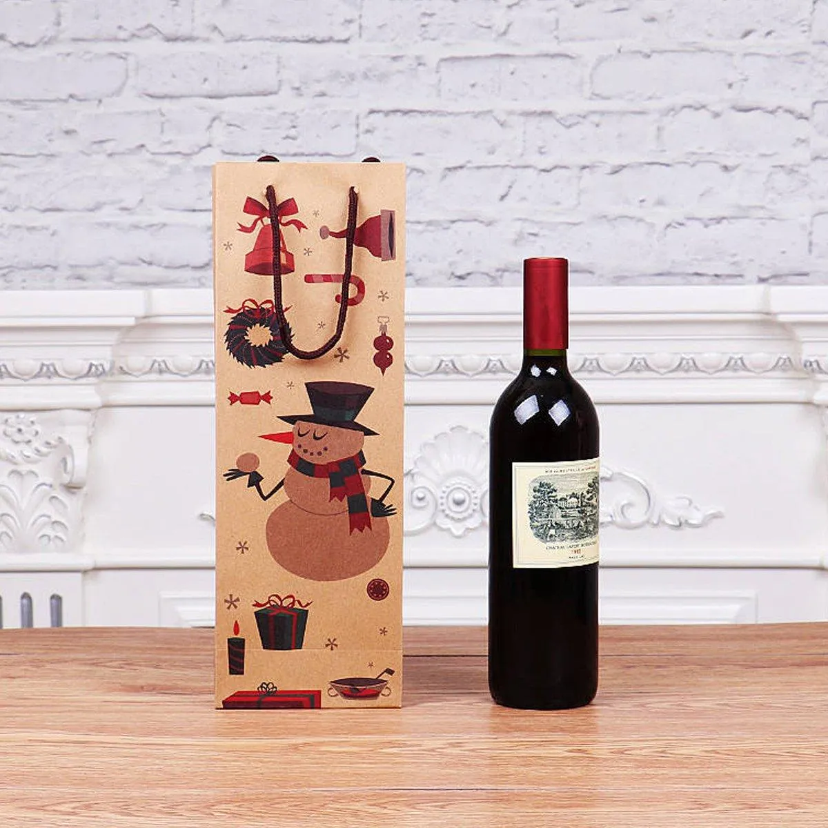 20PCS Christmas Red Wine Gift Kraft Paper Bottle Bags