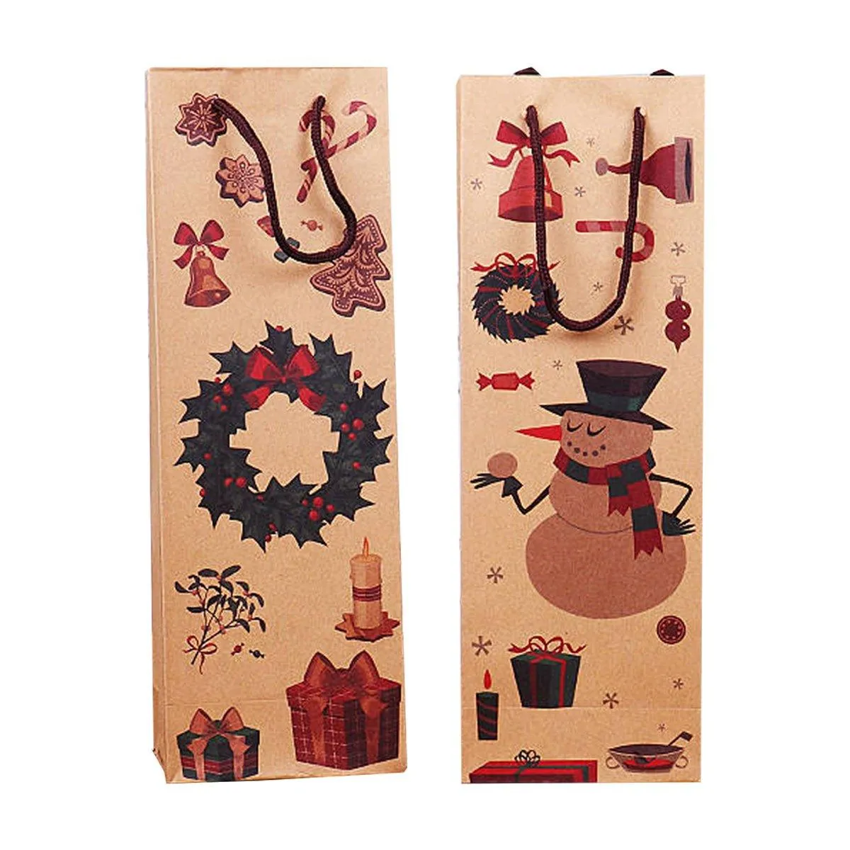 20PCS Christmas Red Wine Gift Kraft Paper Bottle Bags