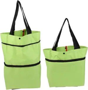 2pcs Portable Folding Shopping Trolley Bags with Wheels Capacity Reusable Cart Bags for Supermarket Travel Business and Daily Use