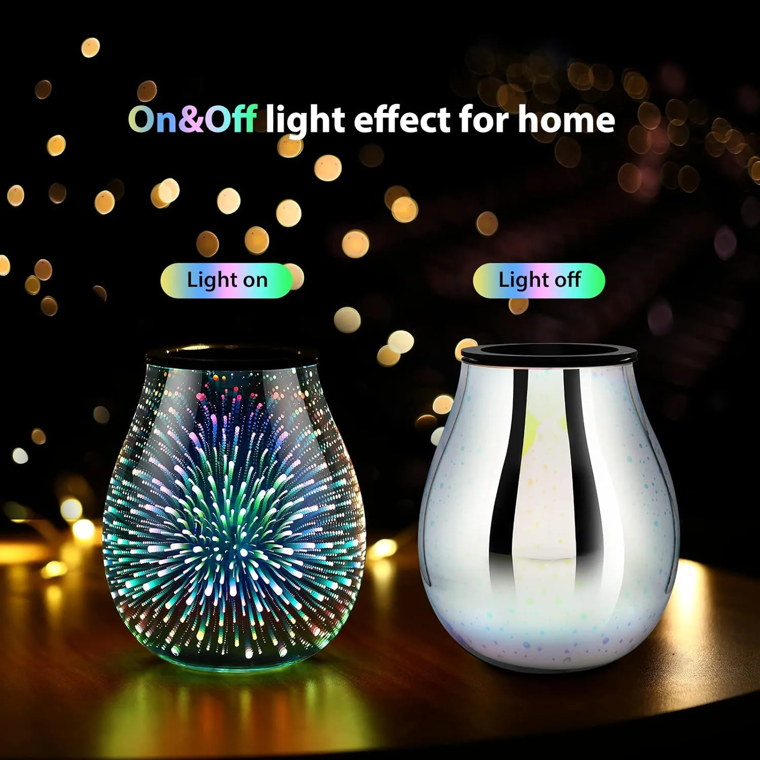 3D Glass Electric Wax Melt Warmer Oil Burner with Stable Heating PTC Reusable Silicone Tray 7 Colorful Changing Led Light Night Light Scent Warmer for Home Fragrance Warmers(3D Firework)…