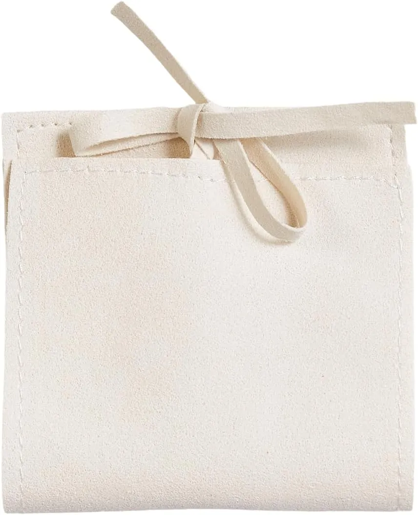 40 Pcs Microfiber Beige Jewelry Pouch Jewelry Packaging Bag Luxury Small Jewelry Gift Bags Bow Tie Microfiber Bag for Bracelet Necklace Packaging, Envelope Style with String and Divider（Beige）
