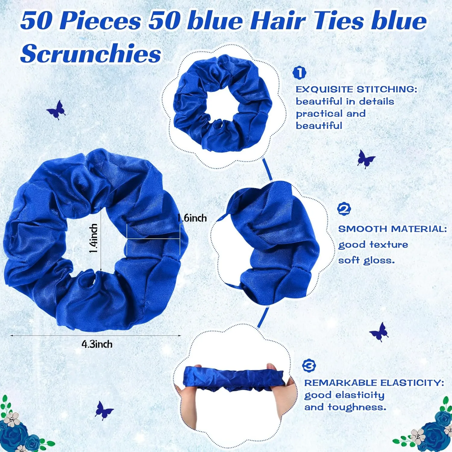 50 Sets Quinceanera Party Favors for Guests Quinceanera Gifts bulk Include 50 Scrunchies 50 Thank You Card 50 Organza Bags for 15 Years Old Sweet 15 Years Birthday(Blue)