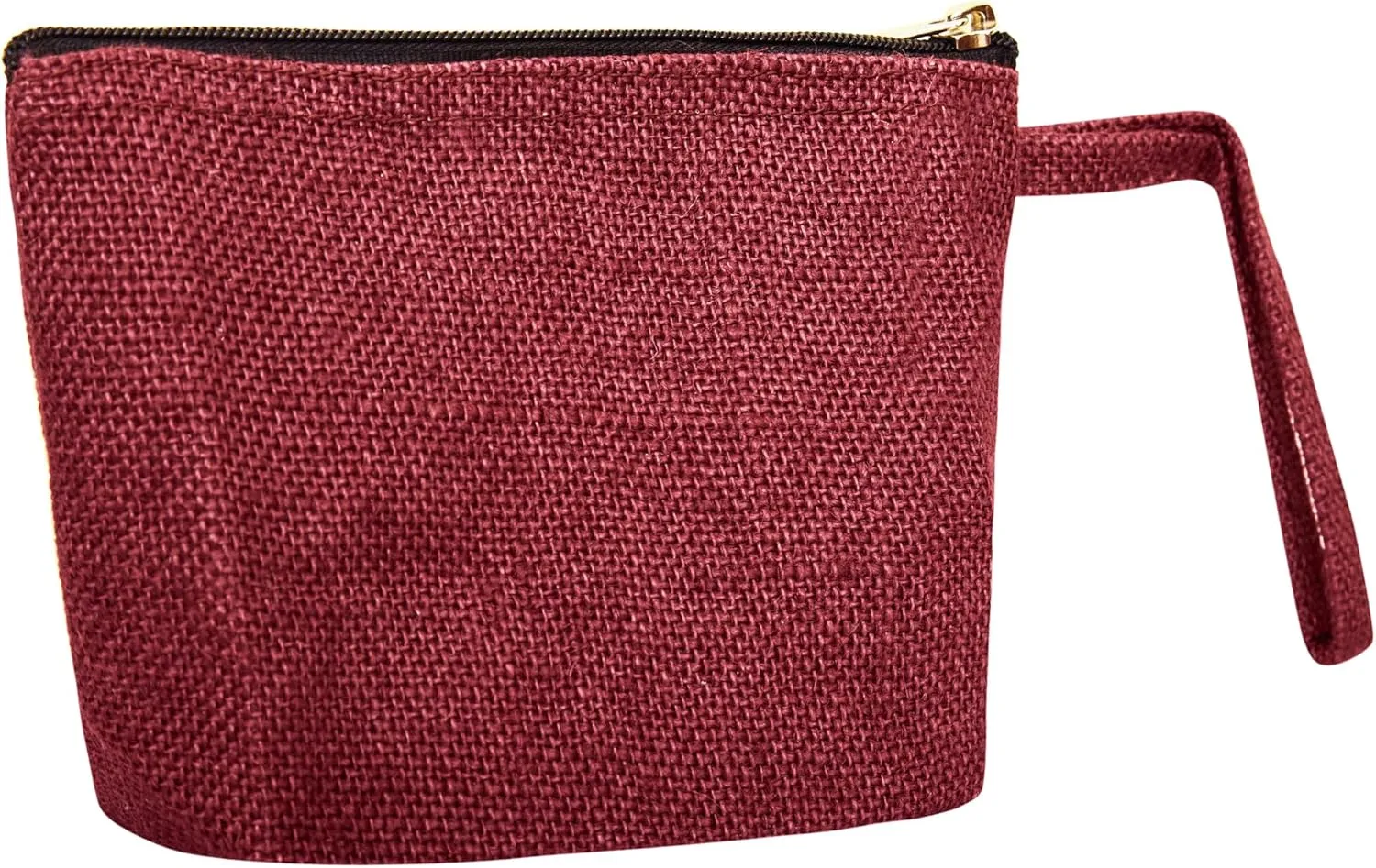 6-Pack Deep Red Colour Jute Cosmetic Bags – Zippered Makeup & Toiletry Pouches with Flat Bottom| Travel-Friendly Organizer – 5.11" H x 7.88" L x 2.55" B