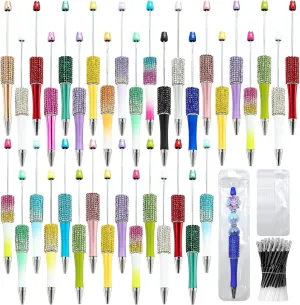 75 Pcs DIY Diamond Beadable Pen Kit - 25 Plastic Rhinestone Beaded Pens Bulk with Refills & Bags - Fancy Cute Glitter Pens for Crafting, Students & Teachers – School Supplies, Office Item