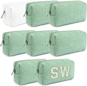 8PCS Bridesmaid Proposal Gifts Corduroy Makeup Bag Bulk for Wedding Party Favors Bachelorette Party Decorations Toiletry Organizer Bag Cosmetic Case Gift