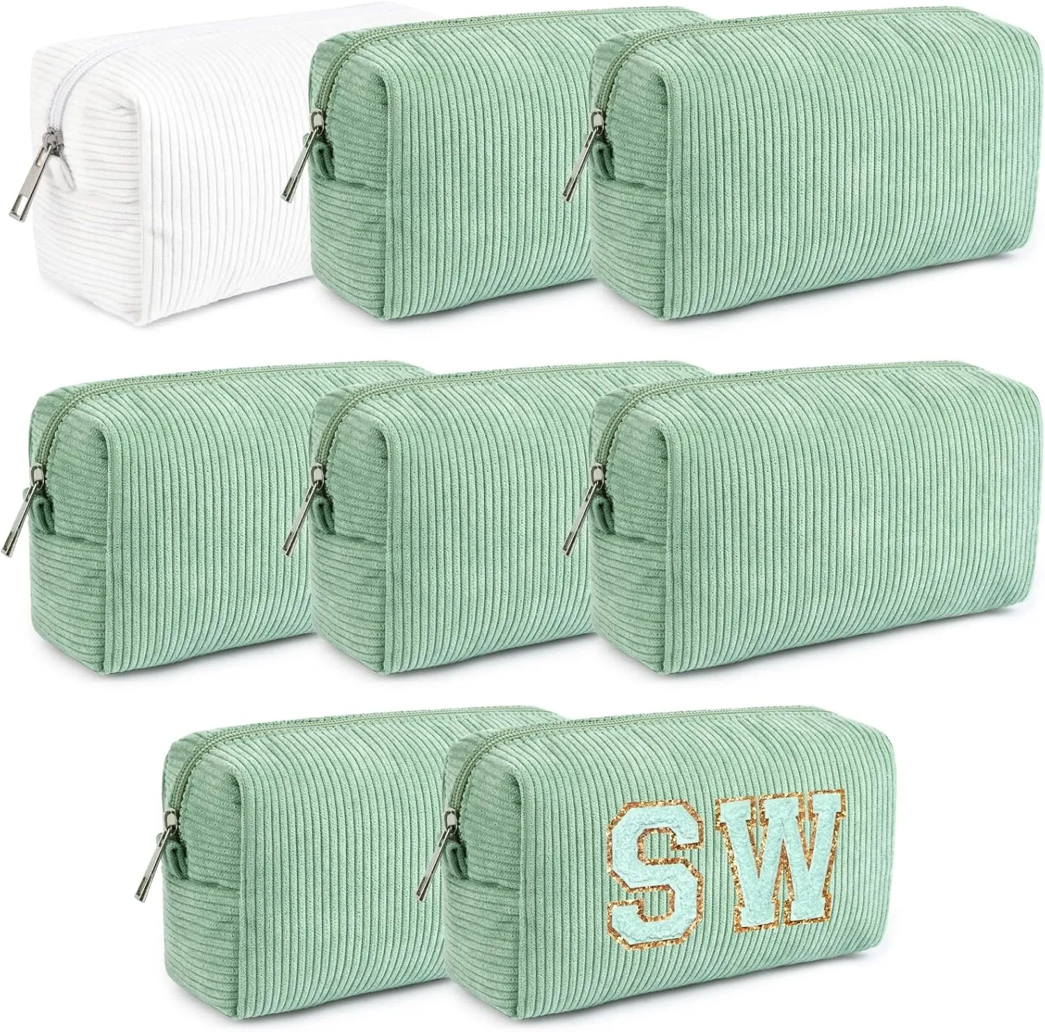 8PCS Bridesmaid Proposal Gifts Corduroy Makeup Bag Bulk for Wedding Party Favors Bachelorette Party Decorations Toiletry Organizer Bag Cosmetic Case Gift