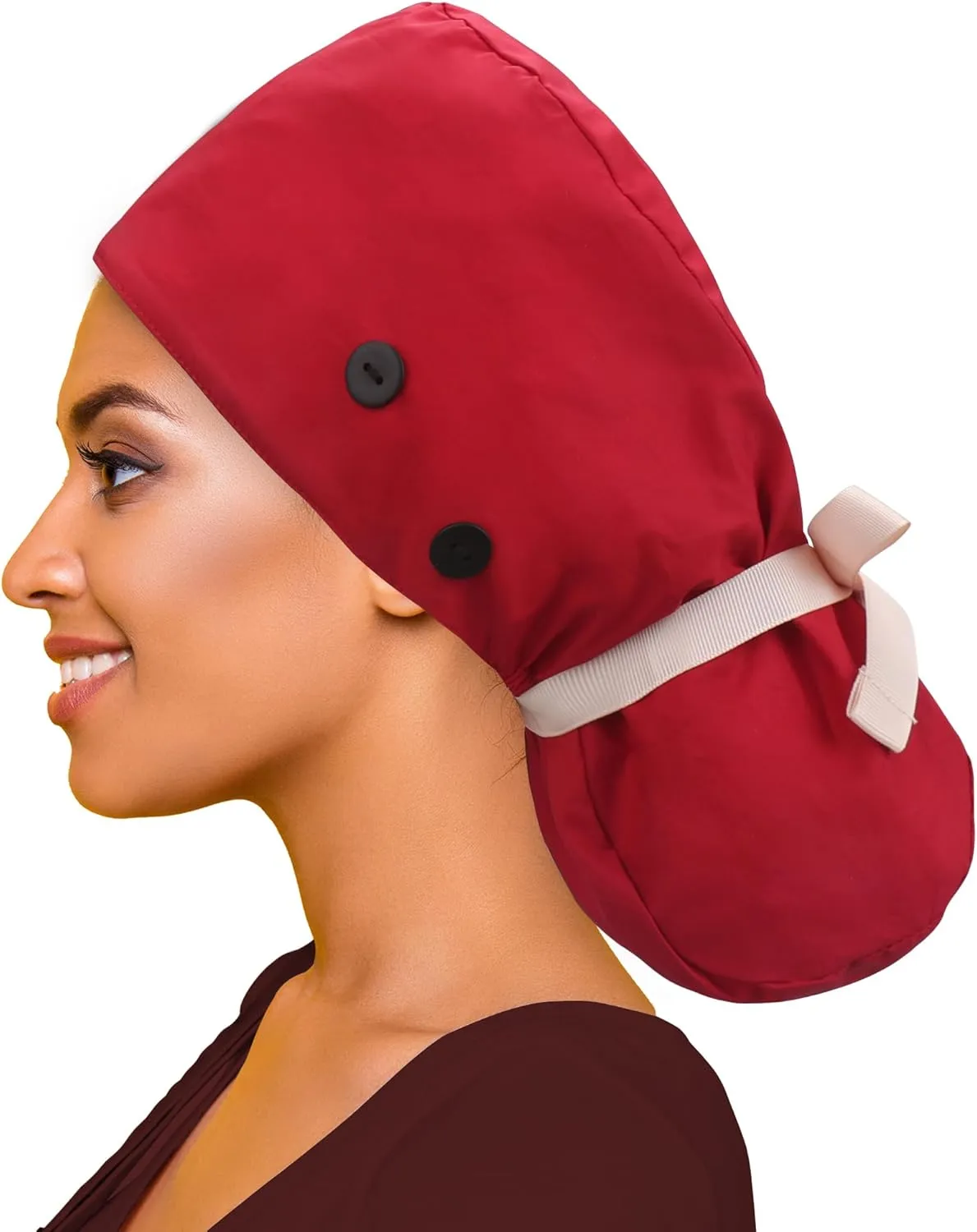 ABAMERICA Scrub Caps for Women Surgical Caps Nurse Hat Functional Ponytail Holder for Long Hair Single or Satin-Lined