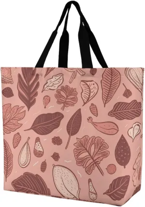 Acorn Leaf Pattern Tote Bag for Women Reusable Eco-friendly Shopping Bags Large Capacity Shoulder Bag