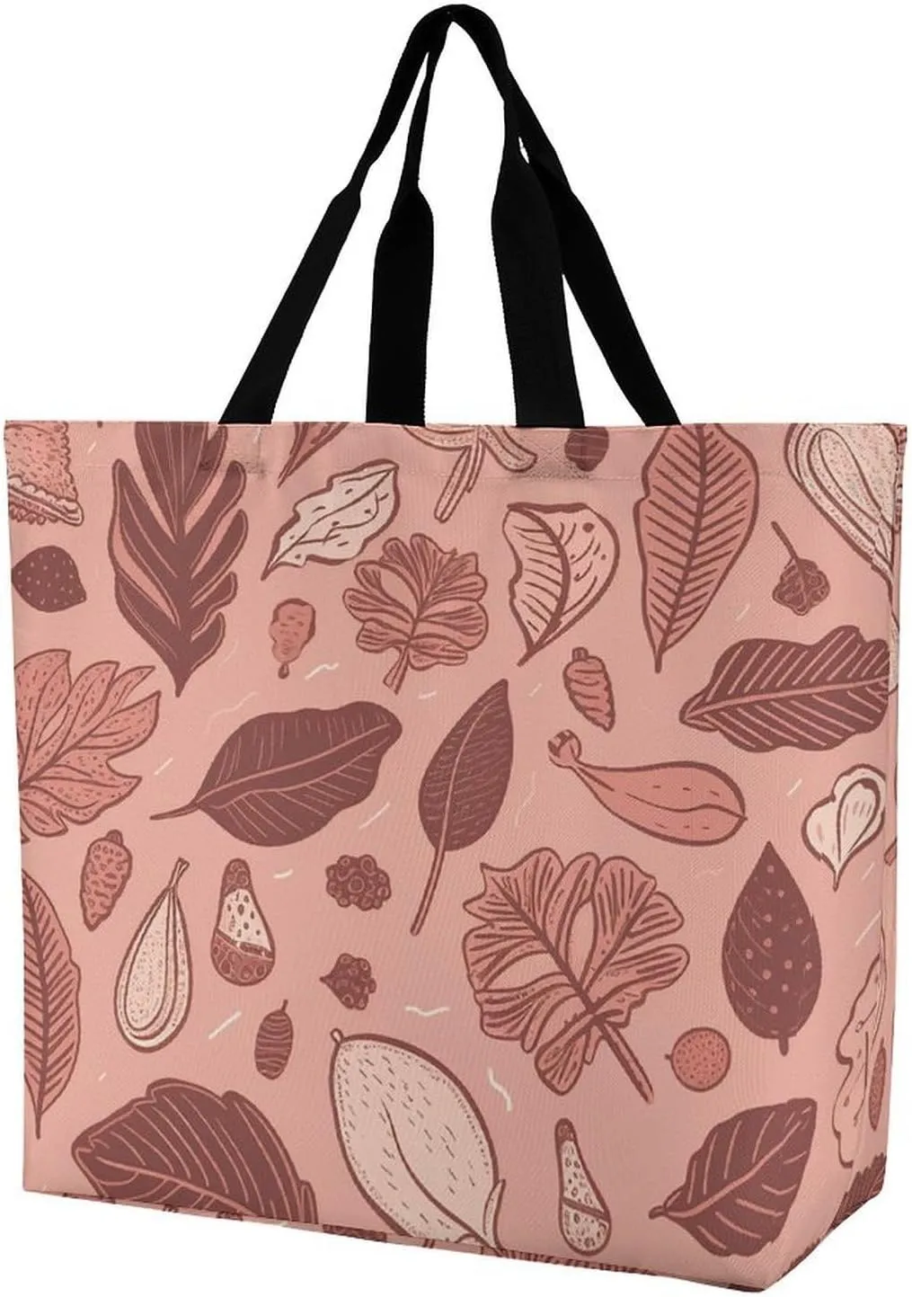 Acorn Leaf Pattern Tote Bag for Women Reusable Eco-friendly Shopping Bags Large Capacity Shoulder Bag