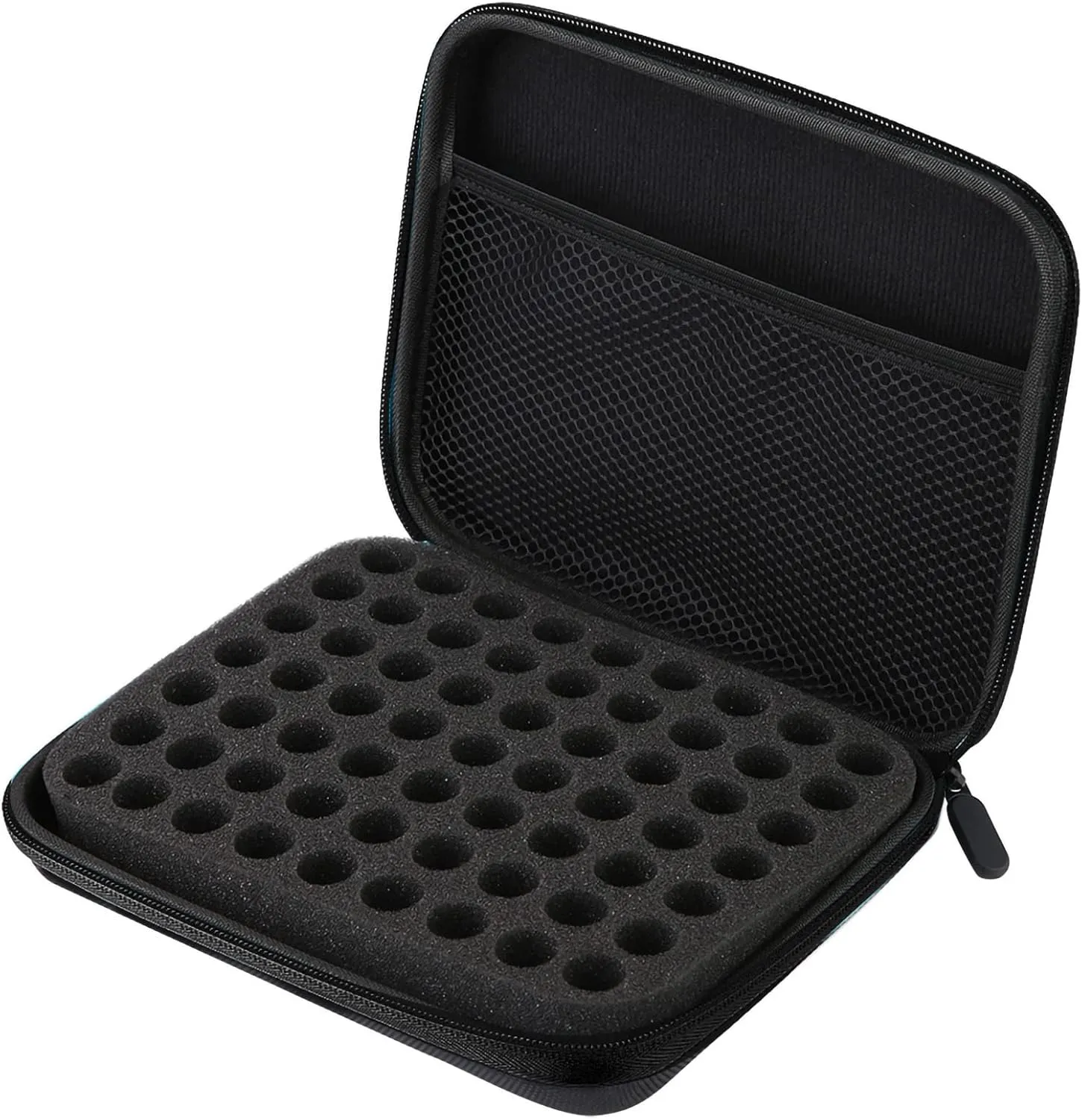 Acouto Essential Oil Storage Case, Holds 63 Bottles (1-3ml) Portable Nail Polish Storage Organizer with Dividers for Home & Travel – Stylish Black Carry Bag for Essential Oils and Nail Supplies