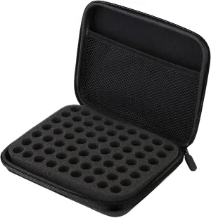 Acouto Essential Oil Storage Case, Holds 63 Bottles (1-3ml) Portable Nail Polish Storage Organizer with Dividers for Home & Travel – Stylish Black Carry Bag for Essential Oils and Nail Supplies