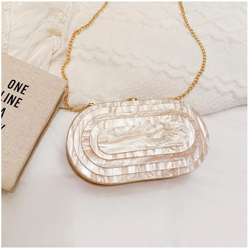 Acrylic Bubble Bag Luxury Marble Clutch Evening Purses for Women Glitter Handbag for Wedding Party Prom