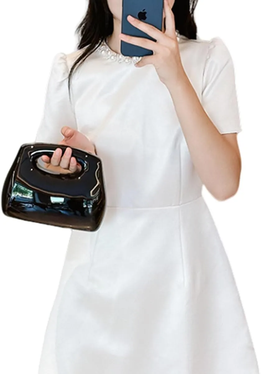 Acrylic Clutch Bag for Women Glitter Marble Purse Elegant Evening Handbag Wedding Party Chain Shoulder Bag