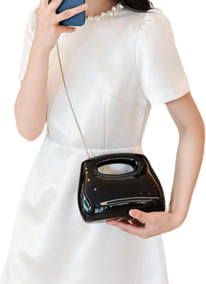 Acrylic Clutch Bag for Women Glitter Marble Purse Elegant Evening Handbag Wedding Party Chain Shoulder Bag