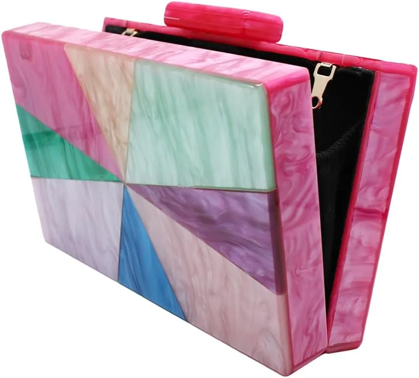 Acrylic Clutch for Women Marbled Purses and Handbags Elegant Wedding Purse Party Prom Chain Shoulder Bag