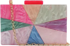 Acrylic Clutch for Women Marbled Purses and Handbags Elegant Wedding Purse Party Prom Chain Shoulder Bag