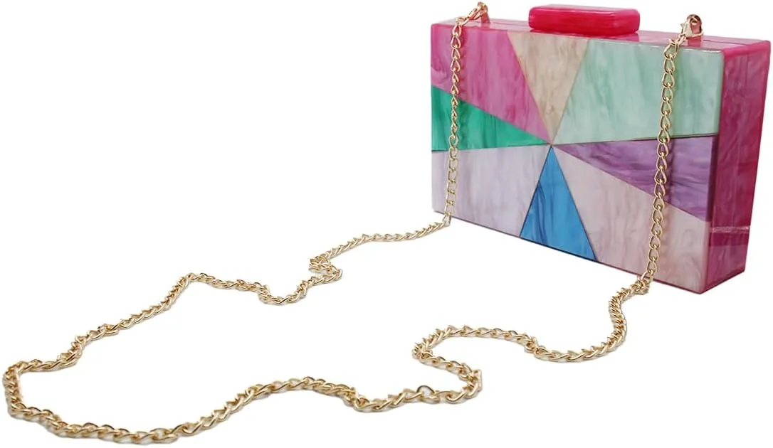 Acrylic Clutch for Women Marbled Purses and Handbags Elegant Wedding Purse Party Prom Chain Shoulder Bag