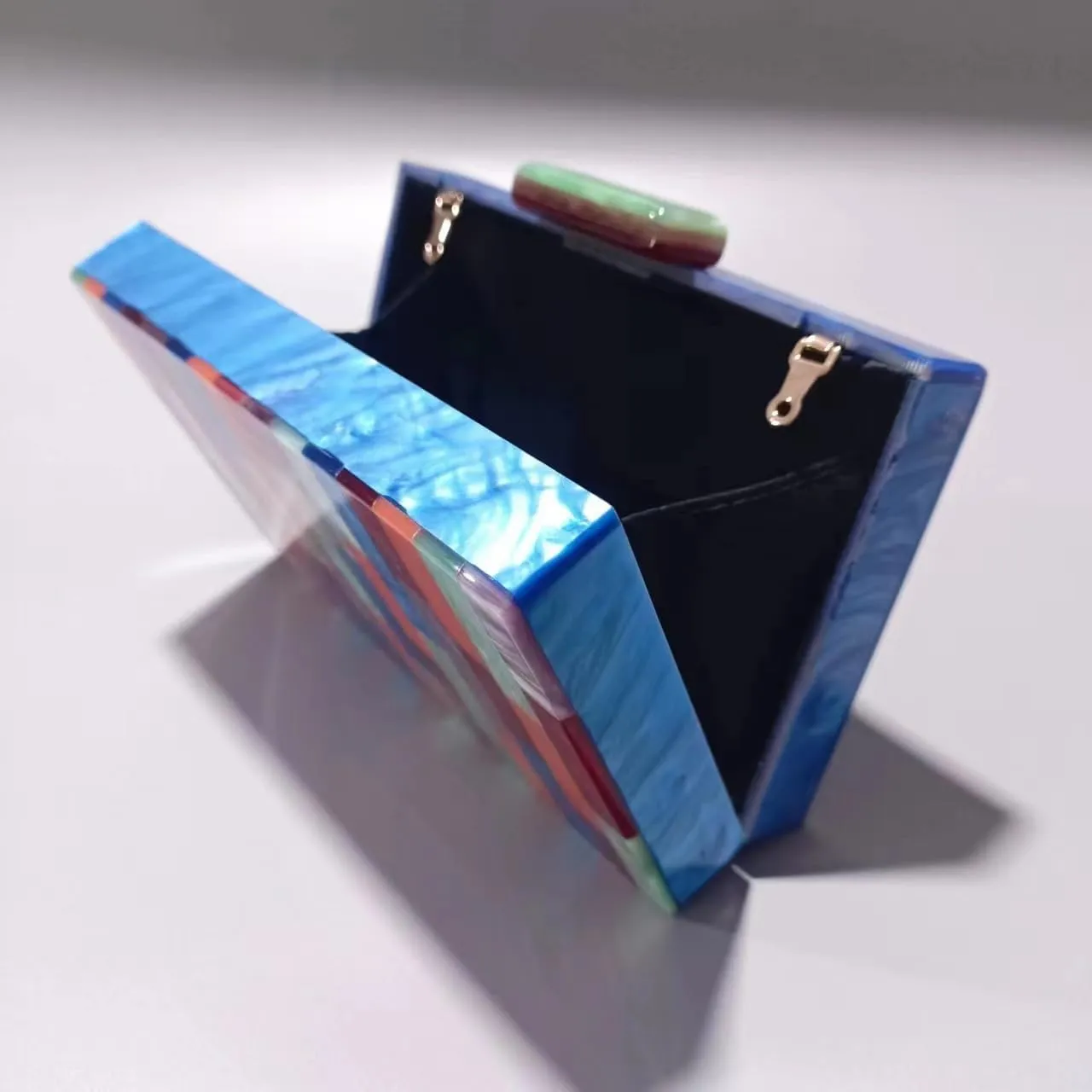 Acrylic Evening Bags Multicolor Geometric Pattern Box Clutch Marble Purse and Handbags Trendy Party Crossbody Bag