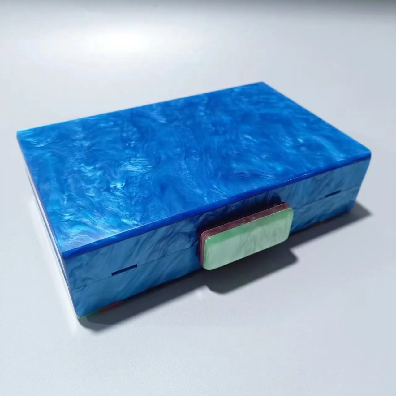 Acrylic Evening Bags Multicolor Geometric Pattern Box Clutch Marble Purse and Handbags Trendy Party Crossbody Bag