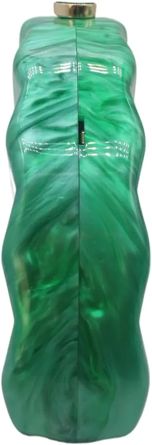 Acrylic Fan Shell Clutch Purse Elegant Marbled Unique Handbag with Detachable Chain for Party Cocktail Wedding