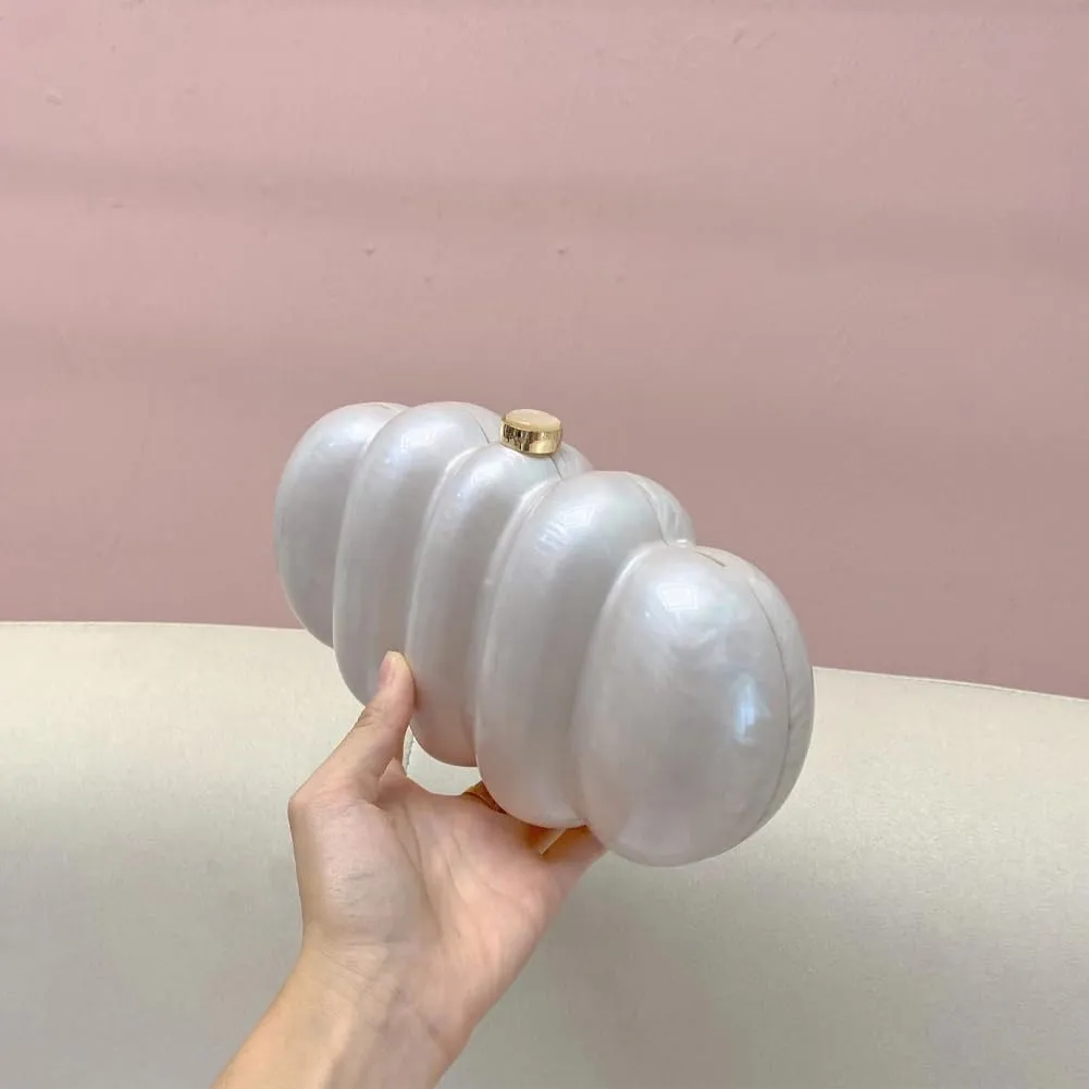 Acrylic Puffer Clutch Purse for Women Elegant Evening Bag with Long Chain Unique Marble Handbag for Wedding Party Prom
