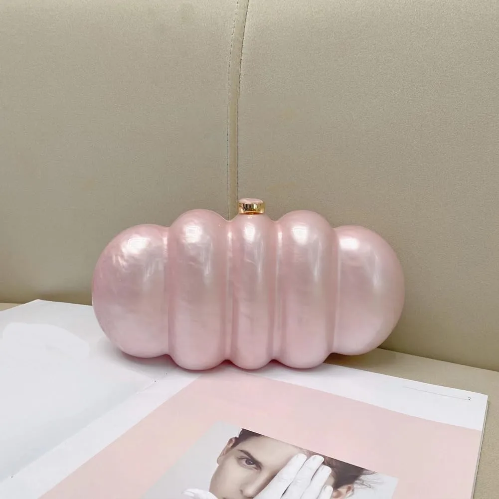 Acrylic Puffer Clutch Purse for Women Elegant Evening Bag with Long Chain Unique Marble Handbag for Wedding Party Prom