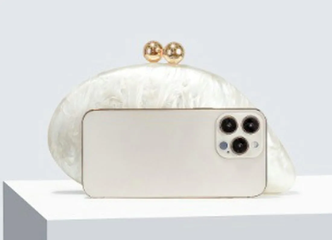 Acrylic Shell Shaped Bag Evening Clutch Purses for Women Trendy Shoulder Crossbody Bags Glitter Marble Purse Handbag 2025