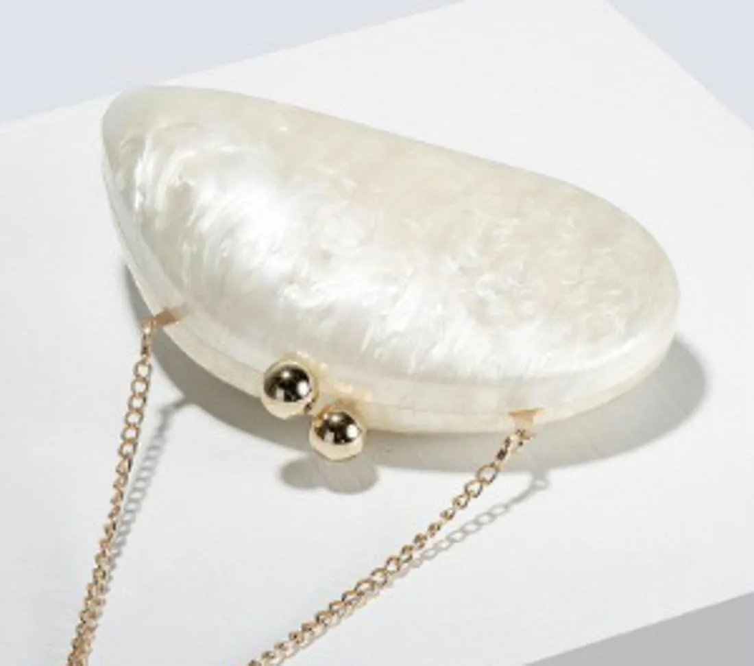 Acrylic Shell Shaped Bag Evening Clutch Purses for Women Trendy Shoulder Crossbody Bags Glitter Marble Purse Handbag 2025