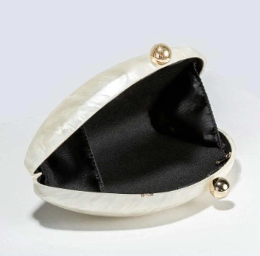 Acrylic Shell Shaped Bag Evening Clutch Purses for Women Trendy Shoulder Crossbody Bags Glitter Marble Purse Handbag 2025