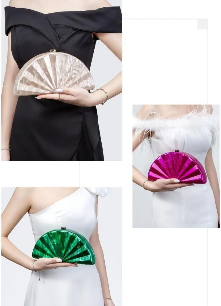 Acrylic Shell Shaped Bag Luxury Marble Clutch Evening Purses for Women Glitter Handbag for Wedding Cocktail Party Prom