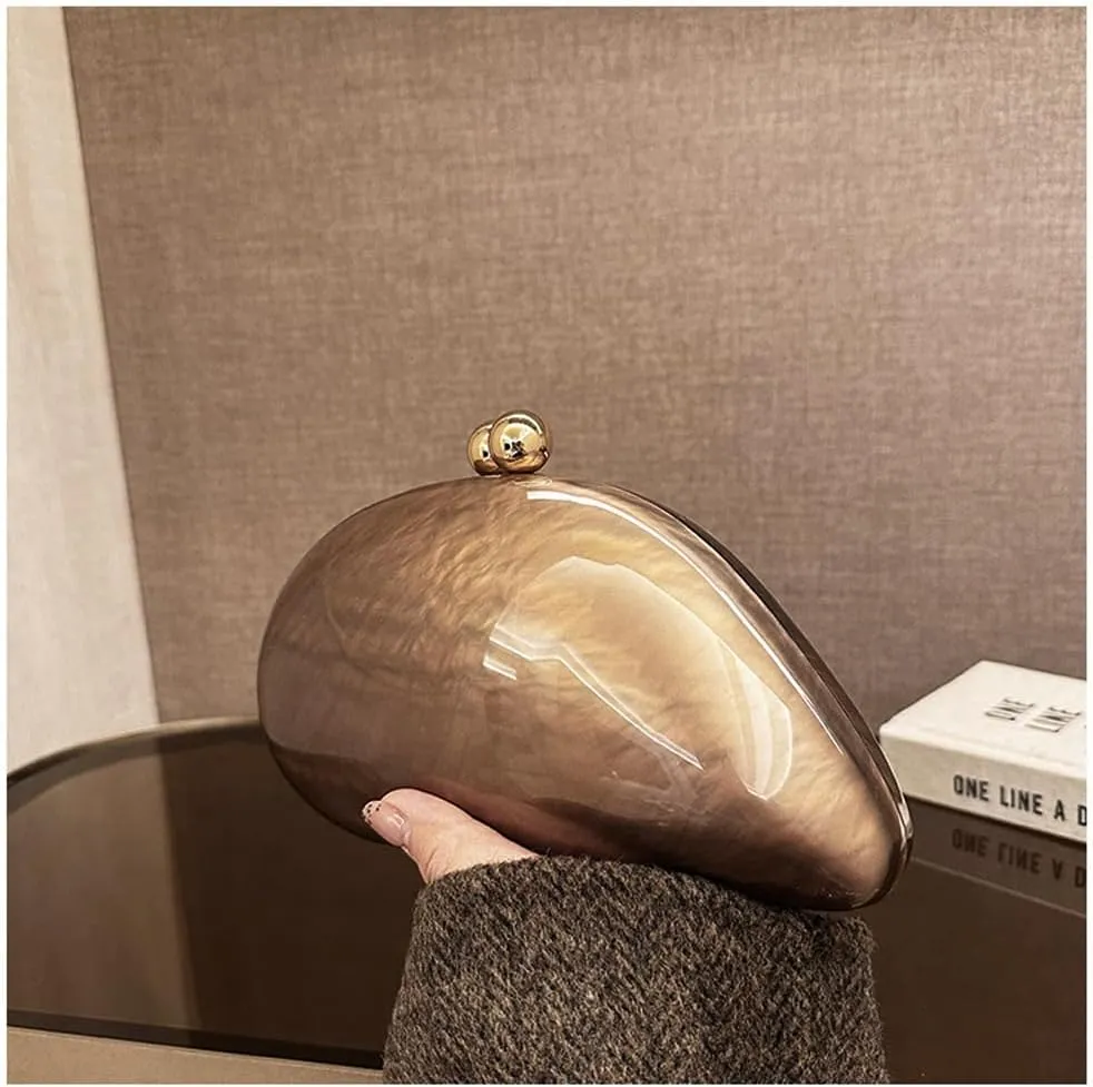 Acrylic Shell Shaped Bag Luxury Marble Clutch Evening Purses for Women Glitter Handbag for Wedding Cocktail Party Prom
