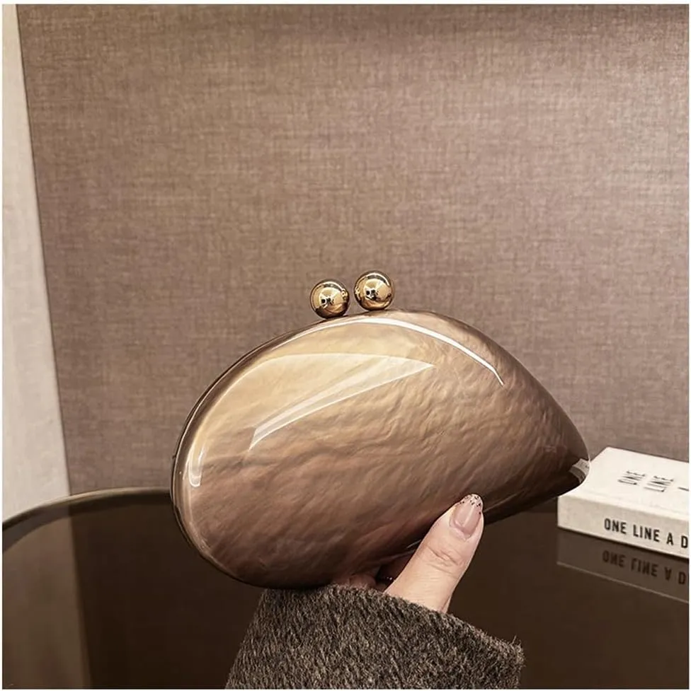 Acrylic Shell Shaped Bag Luxury Marble Clutch Evening Purses for Women Glitter Handbag for Wedding Cocktail Party Prom