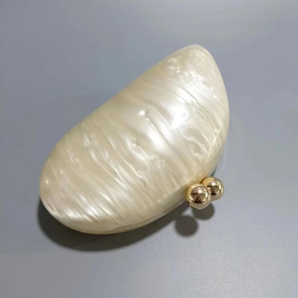 Acrylic Shell Shaped Bag Luxury Marble Clutch Evening Purses for Women Glitter Handbag for Wedding Cocktail Party Prom