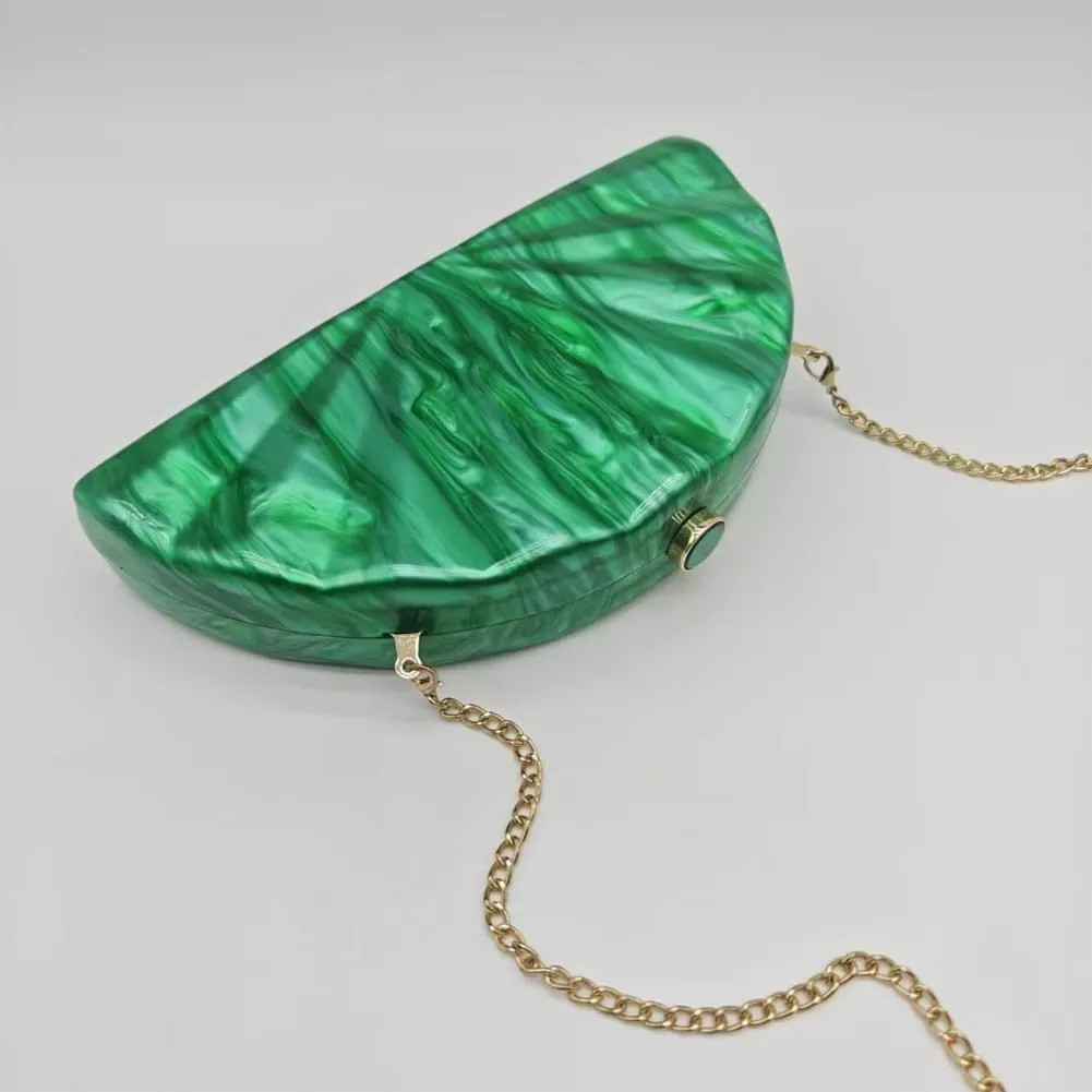Acrylic Shell Shaped Bag Luxury Marble Clutch Evening Purses for Women Glitter Handbag for Wedding Cocktail Party Prom