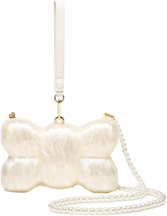 Acrylic Shell Shaped Clutch Women 2025 Trendy Luxury Marble Evening Handbag Pearl Chain Shoulder Bag Wedding Party