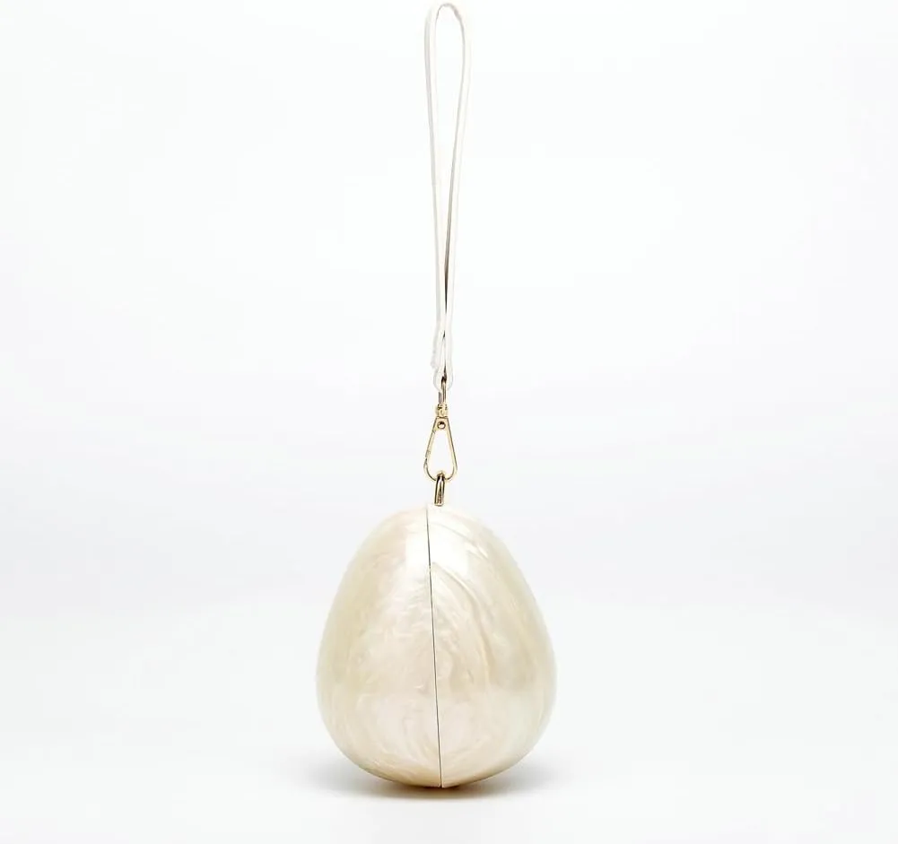 Acrylic Shell Shaped Clutch Women 2025 Trendy Luxury Marble Evening Handbag Pearl Chain Shoulder Bag Wedding Party