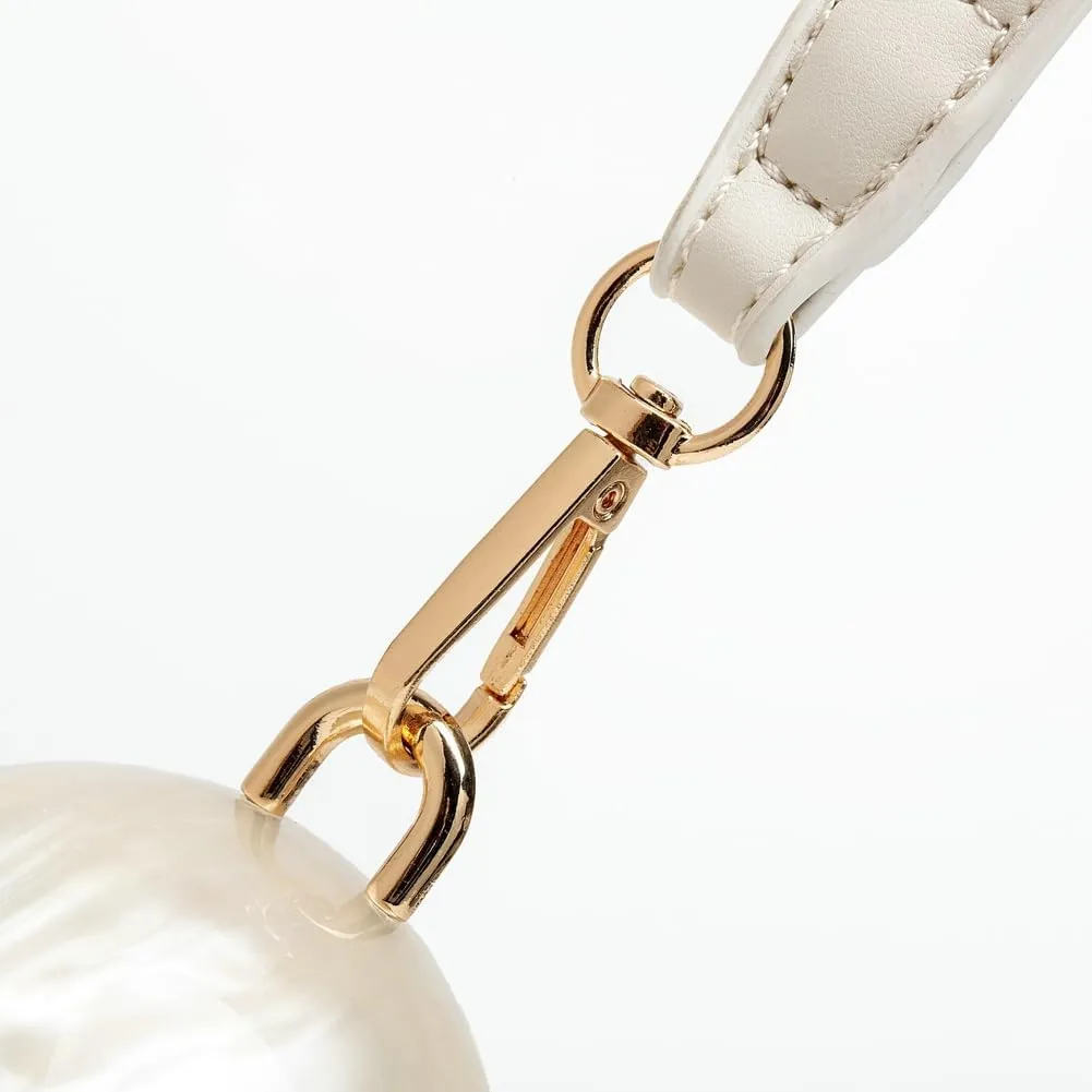 Acrylic Shell Shaped Clutch Women 2025 Trendy Luxury Marble Evening Handbag Pearl Chain Shoulder Bag Wedding Party
